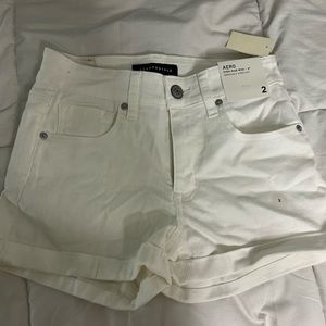 White jean shorts